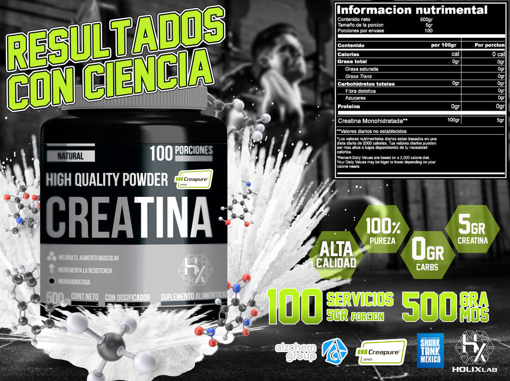 Creatina Pura Monohidratada Creapure Holix 300-500gr