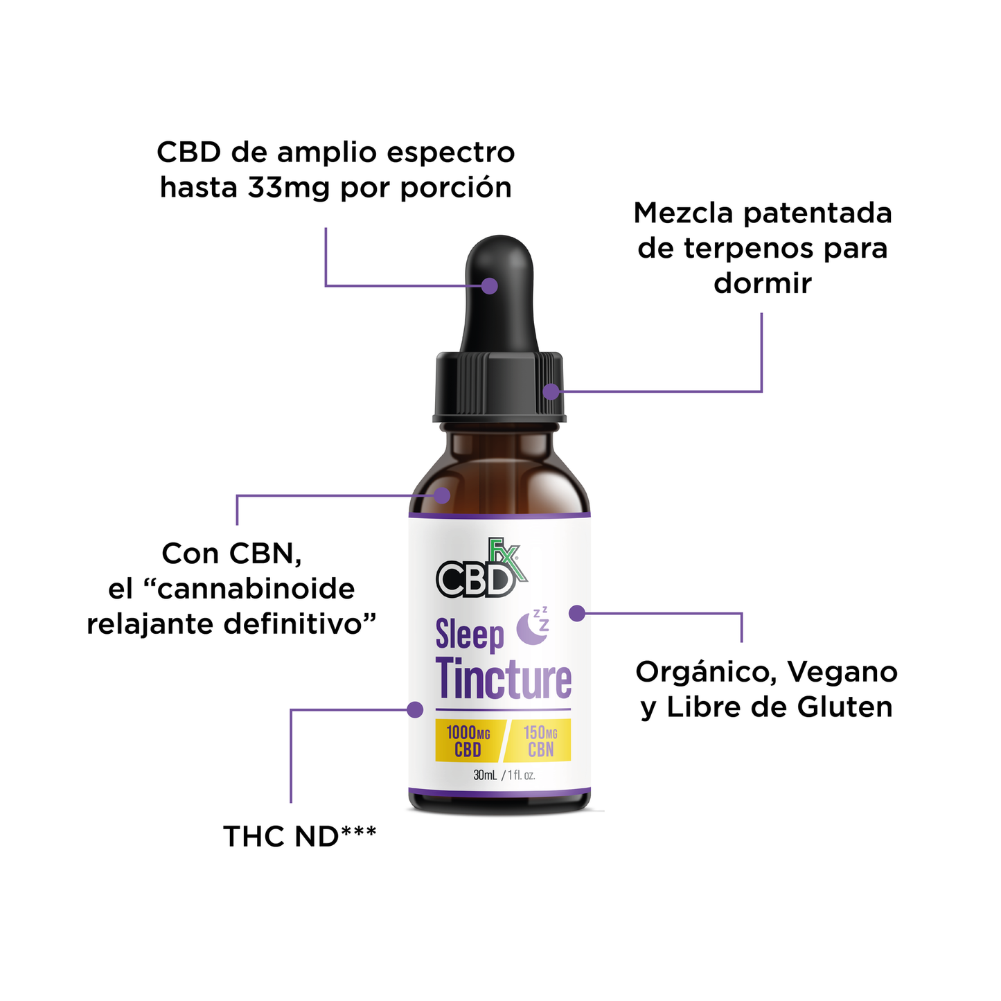 Aceite CBD CBN Melatonina Sleep CBDfx 1000-4000 mg